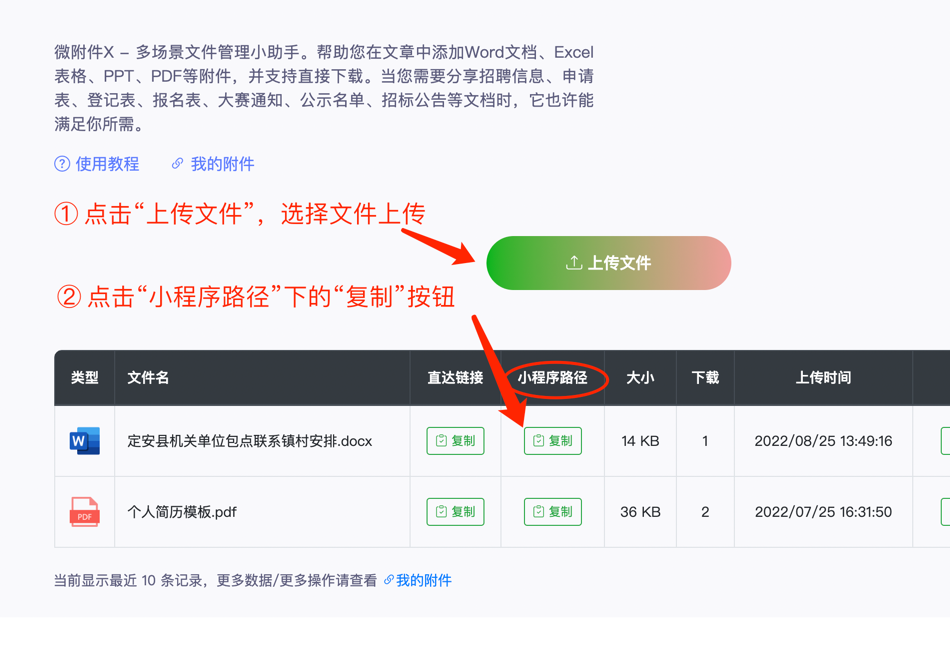 Step 1: Upload file to website